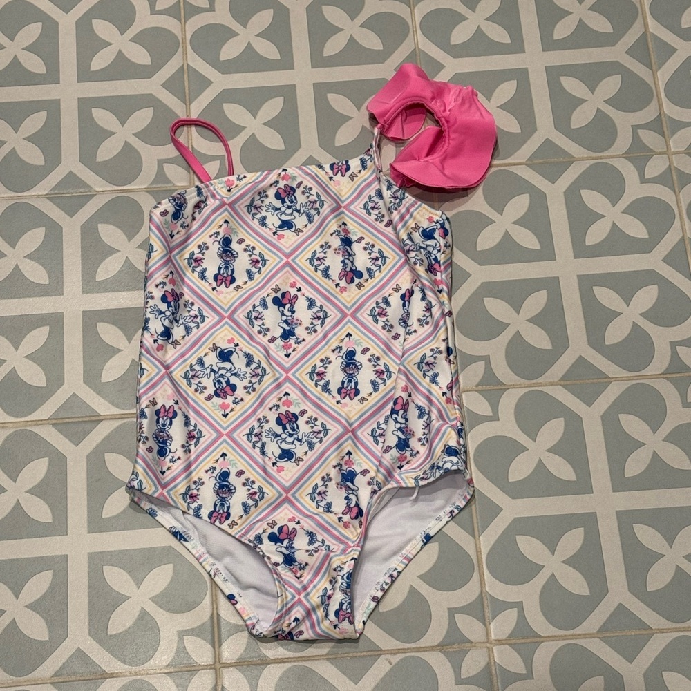 5T Disney Kids Swimwear with Pink and Blue Pattern with Minnie Mouse